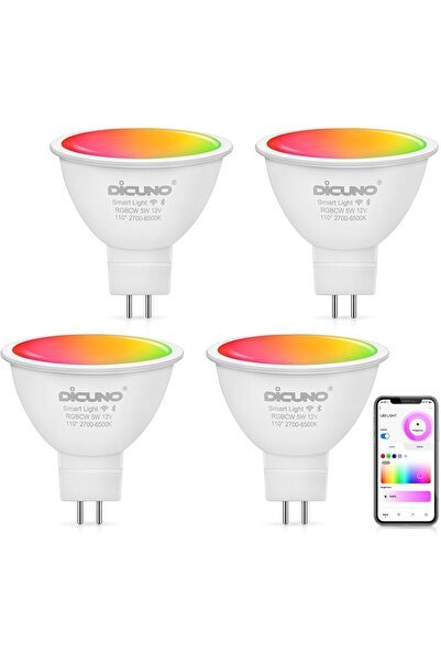 DiCUNO Smart LED Bulb GU5.3, MR16 WiFi LED Smart Bulb Compatible with Alexa a...