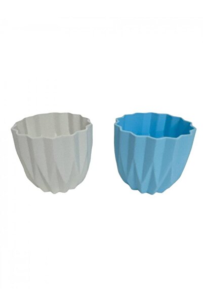 OEM Plastic Flower Pot With Blue Diamonds