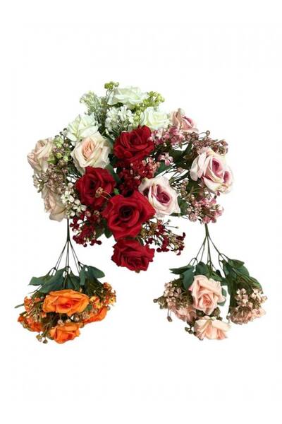OEM Buchet Trandafiri Cu Floarea Miresei Roz Inchis Roz Deschis