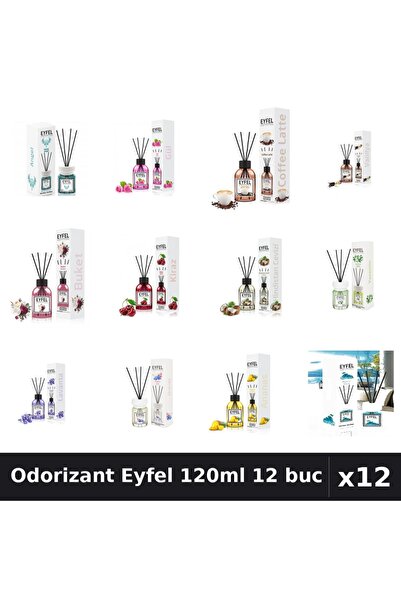 Eyfel Set 12 Odorizante Camera Betisoare 120ml - 12 Arome Asortate, Parfum In...