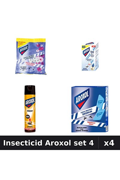 Aroxol Set 4 Insecticid - Pastile 20/30 buc, Spray 400ml, Aparat Electric