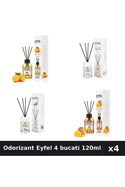 Eyfel Set 4 Odorizant Camera Betisoare 120ml - Portocala, Bumbac, Orhidee, Mango