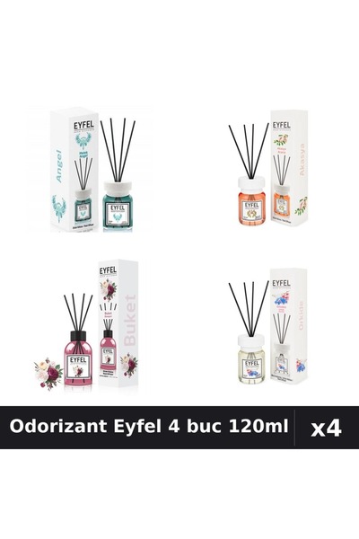 Eyfel Set 4 Odorizant Camera Betisoare 120ml - Angel, Acacia, Bouquet, Orhidee