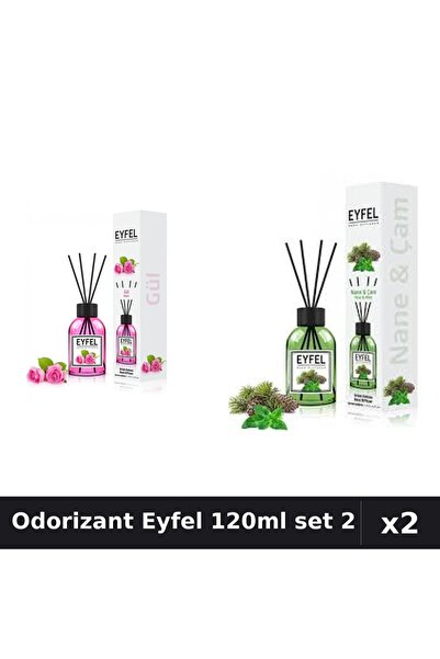Eyfel Set 2 Odorizant Camera Betisoare 120ml - Trandafir, Pin Si Menta