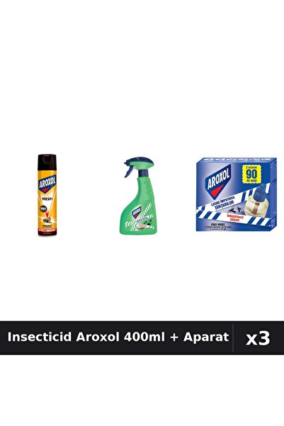 Aroxol Set 3 Insecticid - 2x Spray 400ml + Aparat Electric 45 Nopti