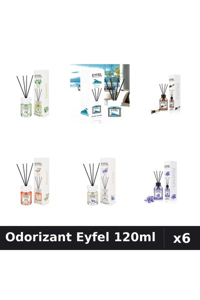 Eyfel Set 6 Odorizante Camera Betisoare - 6 Arome Asortate, 120ml Parfum Intens