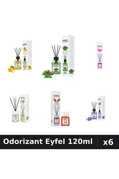 Eyfel Set 6 Odorizante Camera Betisoare - 6 Arome Asortate, 120ml Parfum