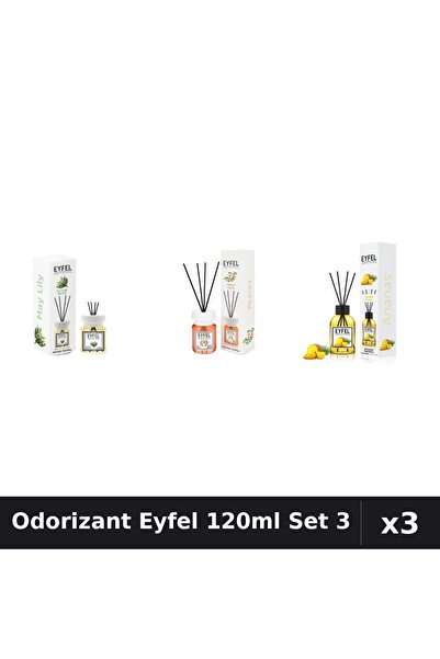 Eyfel Set 3 Odorizant Camera Betisoare 120ml - Lacramioare, Acacia, Ananas