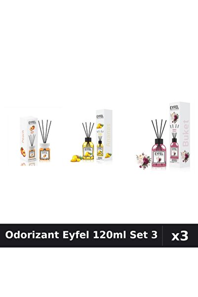 Eyfel Set 3 Odorizant Camera Betisoare 120ml - Piersică, Ananas, Bouquet