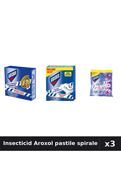 Aroxol Set 3 Insecticid Pastile Spirale Anti-Insecte 10-20 buc - Protectie Casa