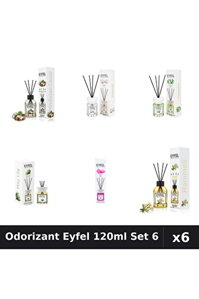 Eyfel Set 6 Odorizante Camera Betisoare 120ml - Nuca Cocos, Bumbac, Iasomie, ...
