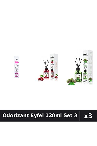 Eyfel Set 3 Odorizant Camera Betisoare 120ml - Bubble Gum, Cireşe, Pin Mentă