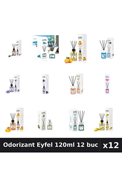 Eyfel Set 12 Odorizant Camera Betisoare 120ml - 12 Arome Asortate, Parfum Intens