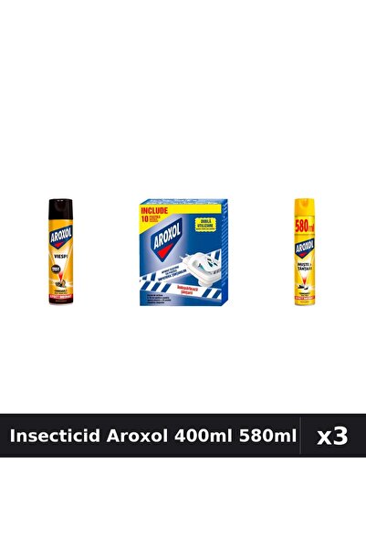 Aroxol Set 3 Spray Insecticid 400ml + 580ml - Anti Gandaci, Tantari, Muste