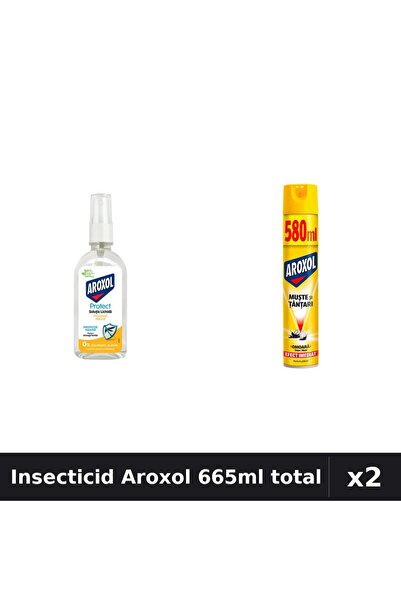 Aroxol Set 2 Insecticid - Loțiune Repelent 85ml + Spray 580ml - Protecție Ant...