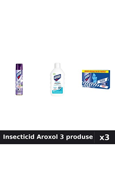 Aroxol Set 3 Insecticid - Spray 250ml, Loțiune 200ml, Spirale 60buc - Protecție