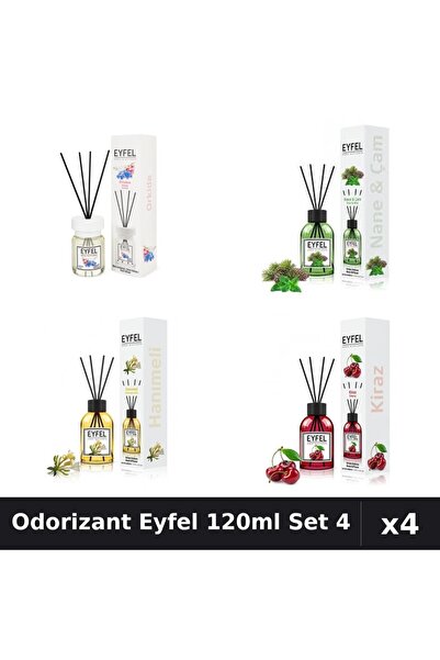 Eyfel Set 4 Odorizant Camera Betisoare 120ml - Orhidee, Pin Mentă, Cireșe, Mâ...
