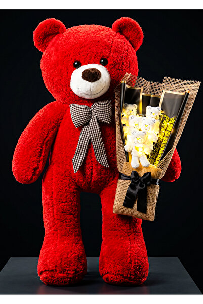 lenostra 90cm Large Red Plush Bear with Yellow Butterfly Detail and Led Teddy...