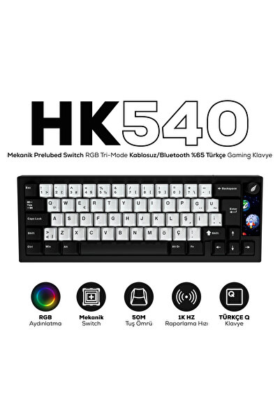 Hawk Gaming Chair HK540 Mekanik Prelubed Switch Hot Swap RGB Tri-Mode Kablosu...
