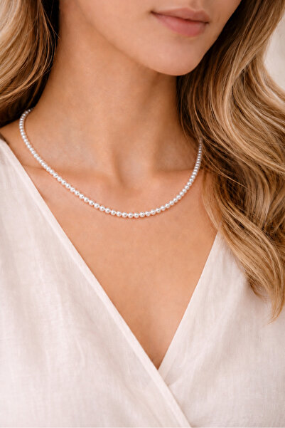Camellie KY Jewels Luna Pearl Petit | Vegan Beyaz Cam İnci Altın Kaplama Kolye