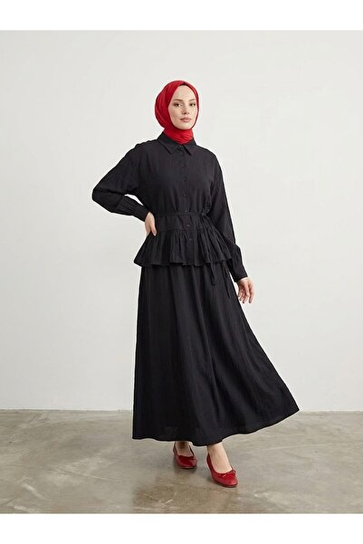 Foremia Strawberry Set with Gathered Skirt - Black