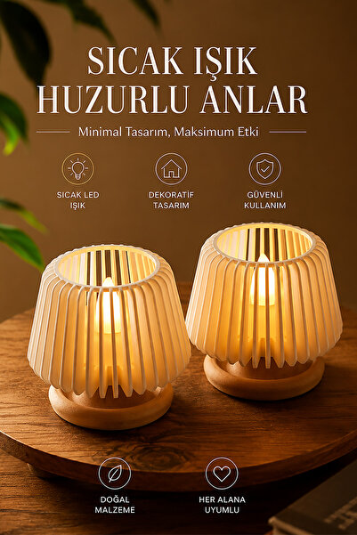 JoyShine Dekoratif Led Tealight Mumluk 2'li Set, Masaüstü Aydınlatma, Modern ...