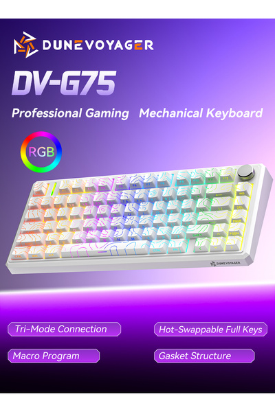 DuneVoyager G75 Wireless Mechanical 16.8M RGB Gaming Keyboard with Macro Soft...