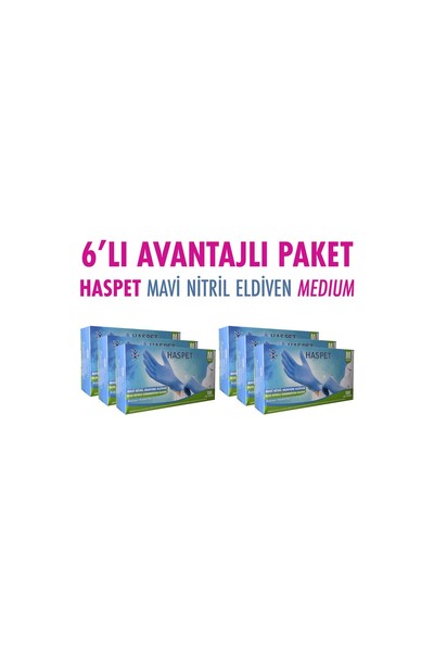Has-Pet HASPET MAVİ NİTRİL ELDİVEN MEDIUM 6 LI AVANTAJLI PAKET
