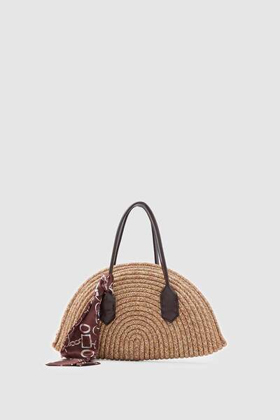 Shule Bags Sunset Scarf Straw Handbag and Crossbody Bag Brown
