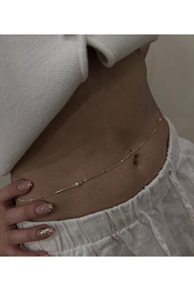 Hegi Collection Minimal Işıltılı Yıldız Bel Zinciri