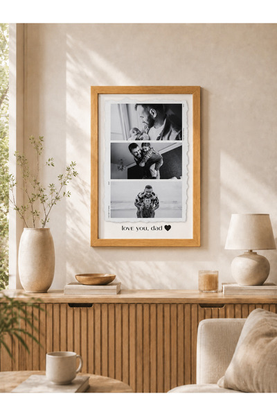 fuart.co Love You, Dad Kişiye Özel 3 Fotoğraflı Babalar Günü Posteri,Çerçevel...