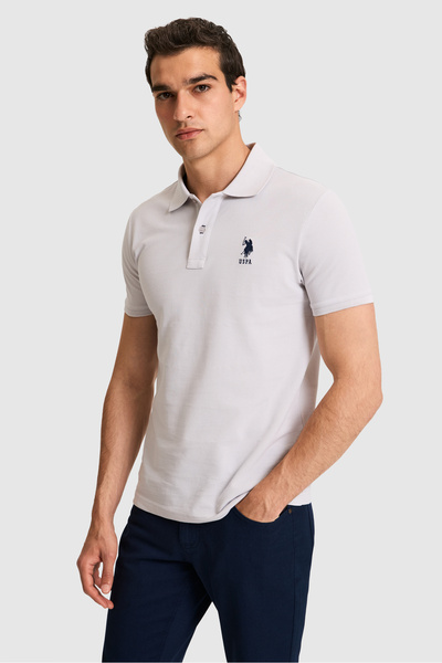 U.S. Polo Assn. Ανδρικό μπλουζάκι με λεπτή εφαρμογή και λαιμόκοψη πόλο, ανοιχ...