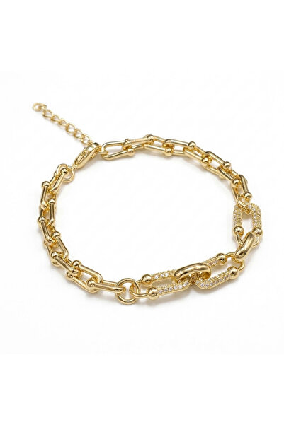 Generic Gold-Tone Paperclip Chain Bracelet for Women, Geometric Link Bracelet...