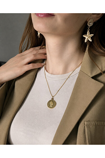 MARCİELO Accessories Çelik Kadın Kolye - Vintage Stil Yuvarlak Madalyon Kolye