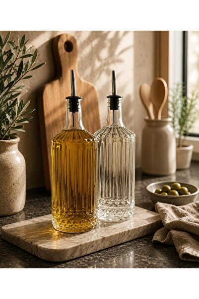 E Züccaciye Lüx Model Büyük Yağdanlık & Cam ve El yapımı (1 Litre 2 ADET)