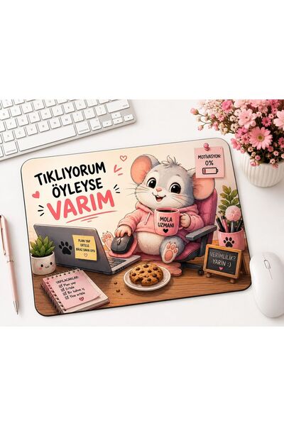 modesign Komik Fare Tasarımlı Kaymaz Tabanlı Mouse Pad 19x23 cm OFIS EV KULLA...