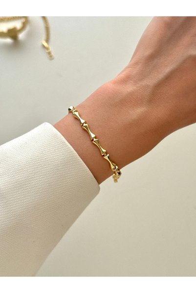 YOUES JEWELRY CM Lüx 14K Altın Renk Premium Kuyumcu Model Bileklik Altın Kapl...