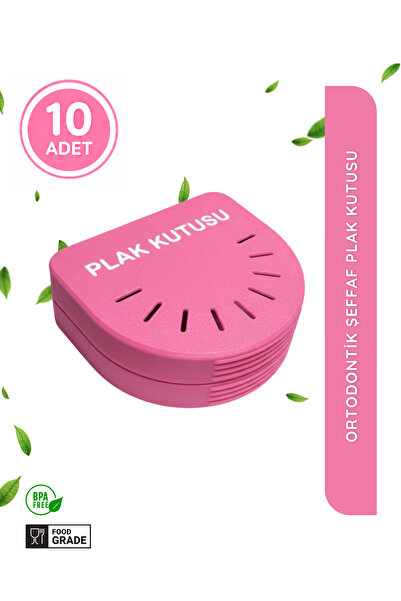 AC BOX 10 Adet Pembe Ortodontik Şeffaf Plak Kutusu Diş Sıkma Plağı Saklama Ka...