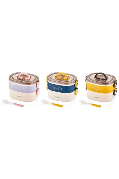 Vagon Vagonlife Lunch Box 1200 ml 3 Compartments Stainless Steel (Mixed Color...