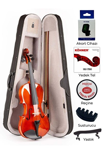 MARCİA 4/4 Tam Boy Keman Seti (EKSİKSİZ TAM SET)