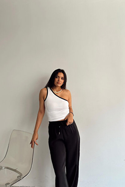 KauFurn Tek Omuz Biyeli Basic Crop Bluz