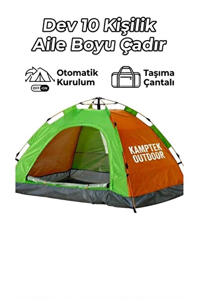 kamptek kamp teknolojisi Aile Boyu 10 Kişilik Otomatik Kamp Çadırı - 300x300x...