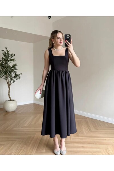 GDS BUTİK Square Neck Dress with Ribbon on the Back