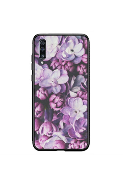 Other Samsung A70 Purple Flowers Black Glossy Θήκη