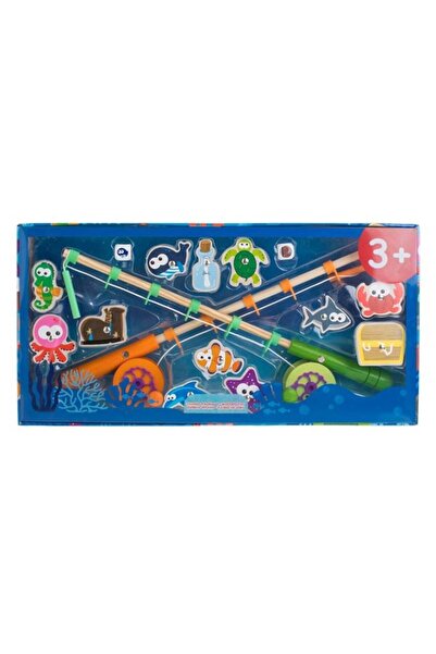 Jumbo Jumbo Wooden Fishing Play Top Bottom Set with 2 Fishing Rods