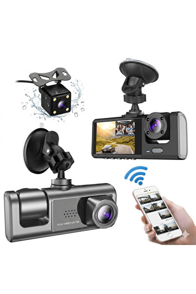 OEM Cameră Auto Dash Cam , Triplă (Față, Interior, Spate), Full HD 1080P, Ecr...