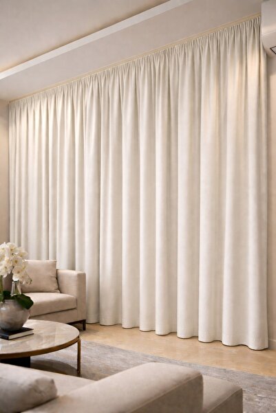 WAVES Off White Room Darkening Window Curtain Panel with Accessories, Floor L...