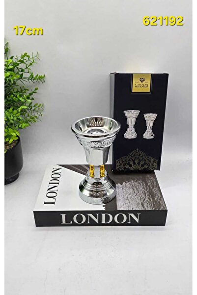 WAHJ ALMASAH Luxury Shiny Silver Gold Incense Burner with Small Size Carving