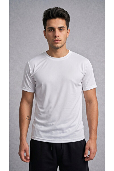 BETES Tricou alb pentru bărbați, din țesătură tip fagure, care elimină transp...