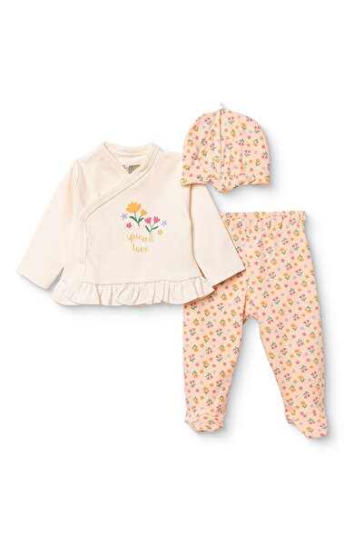 ebebek Hello Baby HelloBaby Kız Bebek Zıbın-Şapka-Alt Çiçek Baskılı Çıtçıtlı ...